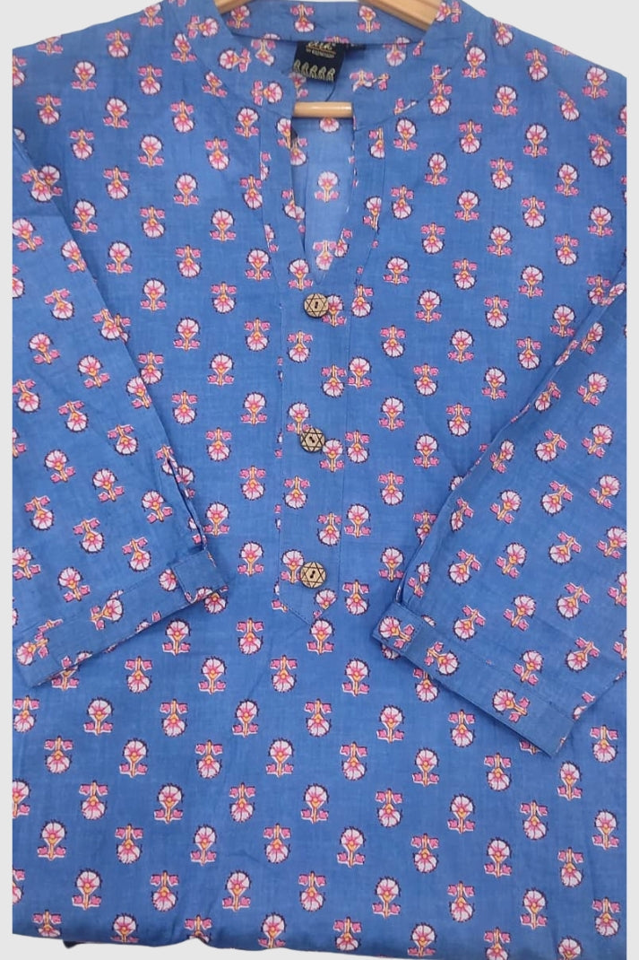 Printed Cotton Short Kurti – Casual / Office Ethnic Top | Label Anju Kumar