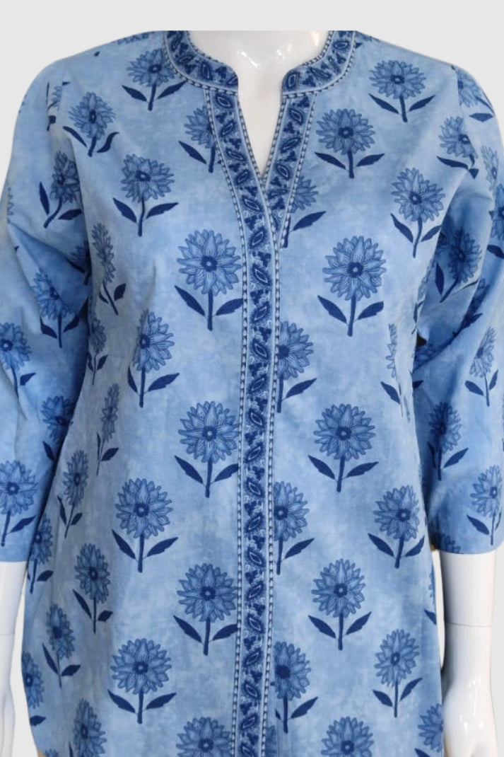 Printed Cotton Short Kurti – Casual / Office Ethnic Top | Label Anju Kumar