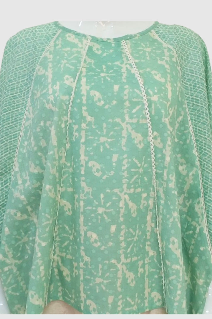 Sky Printed Cotton Short Kurti loose fit | Label Anju Kumar