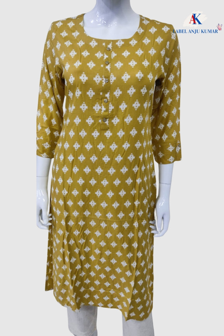 Rayon Straight Fit Printed Kurti with Pocket