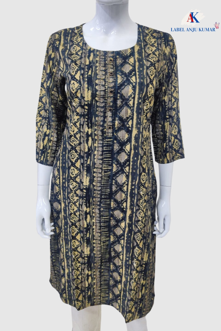 Rayon Straight Fit Printed Kurti with Pocket