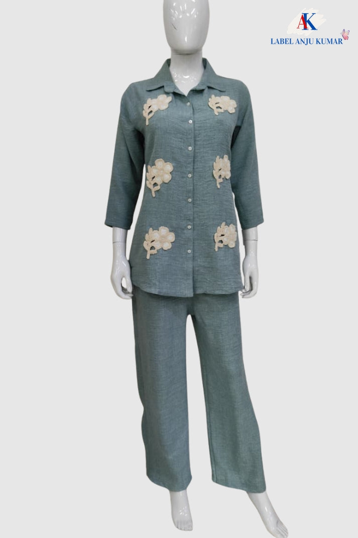 Grey Premium Linen Co-ord Set for Women | Stylish Ethnic Coord Wear