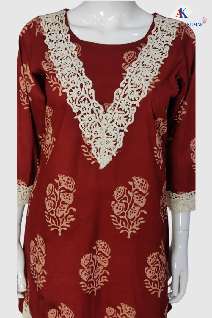 Rust Pure Cotton Co-ord Set for Women | Elegant Casual Ethnic Wear