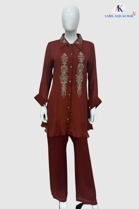 Rust Pure Chinnon Premium Semi-Formal Co-ord Set