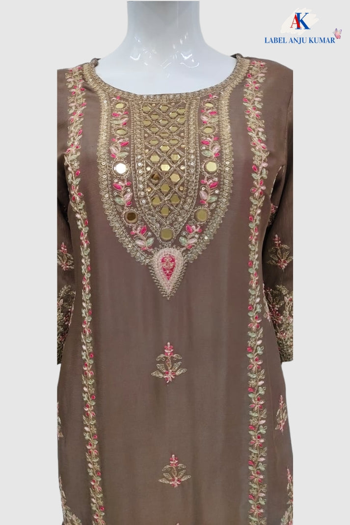 Mouse Pure Chinnon Embroidered Short Suit Set