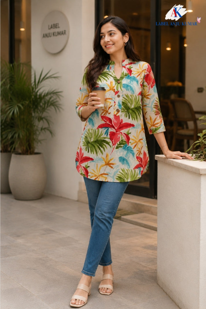 Pure Cotton printed short kurtis