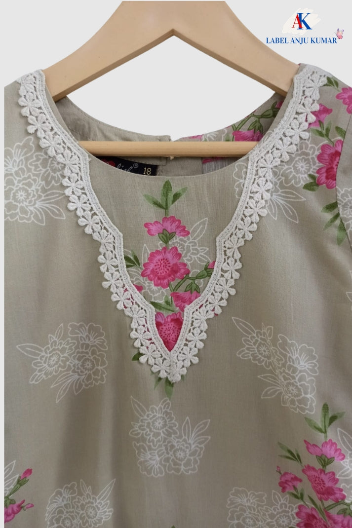 Beige Pure Cotton Ethnic Set for Girls | Newborn to 7 Years