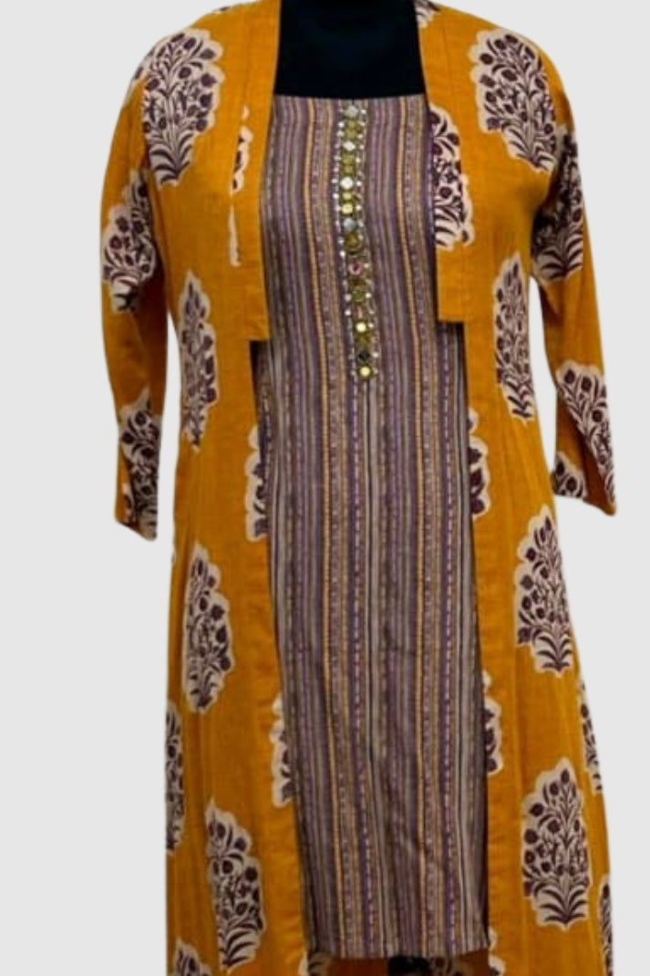 Mustard Printed Muslin Coord Set – Stylish Women’s Ethnic Wear