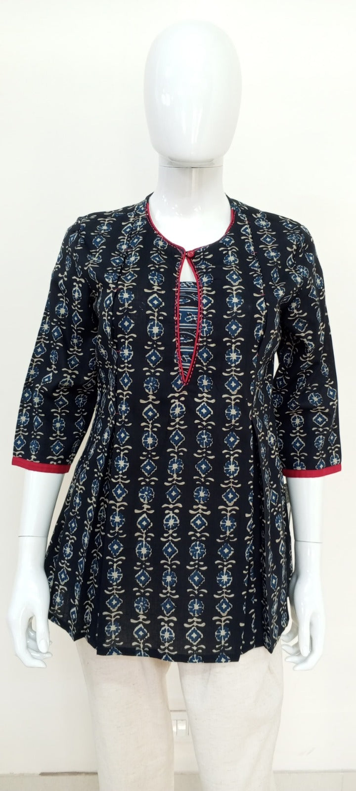 Printed Cotton Short Kurti – Casual / Office Ethnic Top | Label Anju Kumar