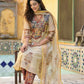 Beige Chanderi Suit Dupatta Set with Ajrak Patchwork & Printed Trouser – Festive & Semi-Formal Wear (M-3XL)