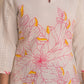 Offwhite Floral Printed Khadi Cotton Kurti with Pink Accents & Lace Sleeve Detailing – M to 3XL