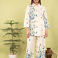 Women’s Pure Cotton Offwhite Coord Set with Blue Floral Print | Label Anju Kumar