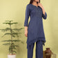 Denim Blue Cotton Lilen Coord Set with Lace Detailing | Label Anju Kumar