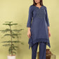 Denim Blue Cotton Lilen Coord Set with Lace Detailing | Label Anju Kumar