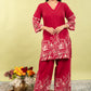 Red Pure Cotton Coord Set for Women | V-Neck Kurti with Dori Work | Ethnic Wear Set | M to 3XL