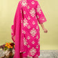 Majenta Pure Cotton Printed Straight Suit Dupatta Set with Highlight Work | Label Anju Kumar