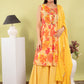 Yellow Multi-Print Pure Cotton Sharara Set with Dupatta & Lace Detailing | Label Anju Kumar