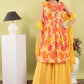 Yellow Multi-Print Pure Cotton Sharara Set with Dupatta & Lace Detailing | Label Anju Kumar