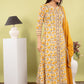 Yellow Mustard Printed Pure Cotton Anarkali Suit Dupatta Set | Label Anju Kumar