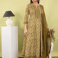 Green Pure Cotton Anarkali Suit Dupatta Set with Kota Doriya | Label Anju Kumar