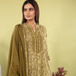 Green Pure Cotton Anarkali Suit Dupatta Set with Kota Doriya | Label Anju Kumar