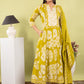 Green Cotton Anarkali Suit Dupatta Set with Kota Doriya | Label Anju Kumar