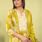 Green Cotton Anarkali Suit Dupatta Set with Kota Doriya | Label Anju Kumar