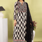 White–Black Print Pure Cotton Anarkali Suit Dupatta Set with Kota Doriya | Label Anju Kumar