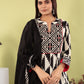 White–Black Print Pure Cotton Anarkali Suit Dupatta Set with Kota Doriya | Label Anju Kumar