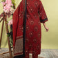 Rust Cotton Printed Straight Suit Dupatta Set with Highlight Work | Label Anju Kumar