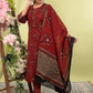 Rust Cotton Printed Straight Suit Dupatta Set with Highlight Work | Label Anju Kumar
