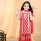 Red Cotton Printed Sharara Suit with Dupatta – Kids Ethnic Summer Wear | Label Anju Kumar