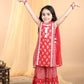 Red Cotton Printed Sharara Suit with Dupatta – Kids Ethnic Summer Wear | Label Anju Kumar