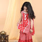 Red Cotton Printed Sharara Suit with Dupatta – Kids Ethnic Summer Wear | Label Anju Kumar