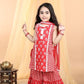 Red Cotton Printed Sharara Suit with Dupatta – Kids Ethnic Summer Wear | Label Anju Kumar