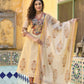 Beige Chanderi Suit Dupatta Set with Ajrak Patchwork & Printed Trouser – Festive & Semi-Formal Wear (M-3XL)