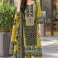 Green Pure Cotton A-Line Suit with Mirror Work & Dupatta