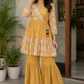 Mustard Muslin Angrakha Style Sharara Set with Dupatta – Semi Formal Women’s Ethnic Wear