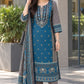 Grey Pure Cotton A-Line Suit with Mirror Work & Printed Dupatta