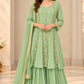 Mouse Pure Chinon Short Anarkali Suit with Sharara & Organza Dupatta