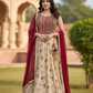 Beige Silk Thread-Embroidered Lehenga Choli Dupatta Set – Party Wear Women’s Ethnic Outfit