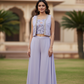 Lilac Chinon Embroidered Crop Top Sharara & Shrug Set – Indo Western Women’s Ethnic Wear