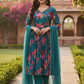 Blue Muslin Angrakha Style Pathani Salwar Suit with Dupatta – Semi Formal Women’s Ethnic Wear