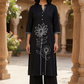 Black Khadi Cotton Coord Set with Thread Embroidery on Front & Straight Trousers | Label Anju Kumar