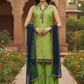 Green Banarasi Jacquard Hand-Embroidered Sharara Set – Party Wear Women’s Ethnic Wear
