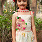 Off-White Cotton Choli with Orange Multicolour Printed Lehenga & Dupatta – Kids Ethnic Wear | Label Anju Kumar