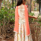 Off-White Cotton Choli with Orange Multicolour Printed Lehenga & Dupatta – Kids Ethnic Wear | Label Anju Kumar