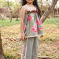 Grey Floral Print Spaghetti Top with Plazo Set – Indo-Western Kids Ethnic Wear | Label Anju Kumar