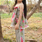 Grey Floral Print Spaghetti Top with Plazo Set – Indo-Western Kids Ethnic Wear | Label Anju Kumar