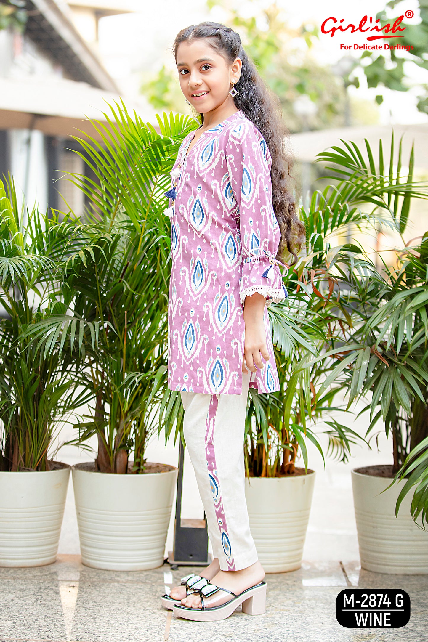 Elegant Wine Cotton Co-Ord Set with Pants